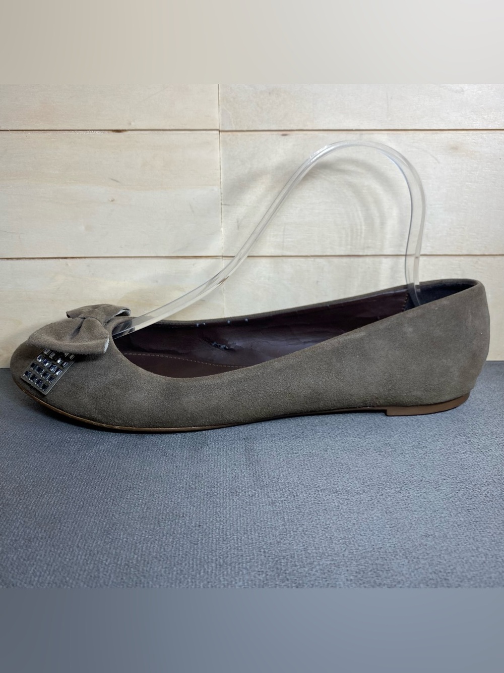 J Crew Ballet Flats Suede Leather Women's Size 8 Shoes Bow Slip-Ons - Picture 4 of 13